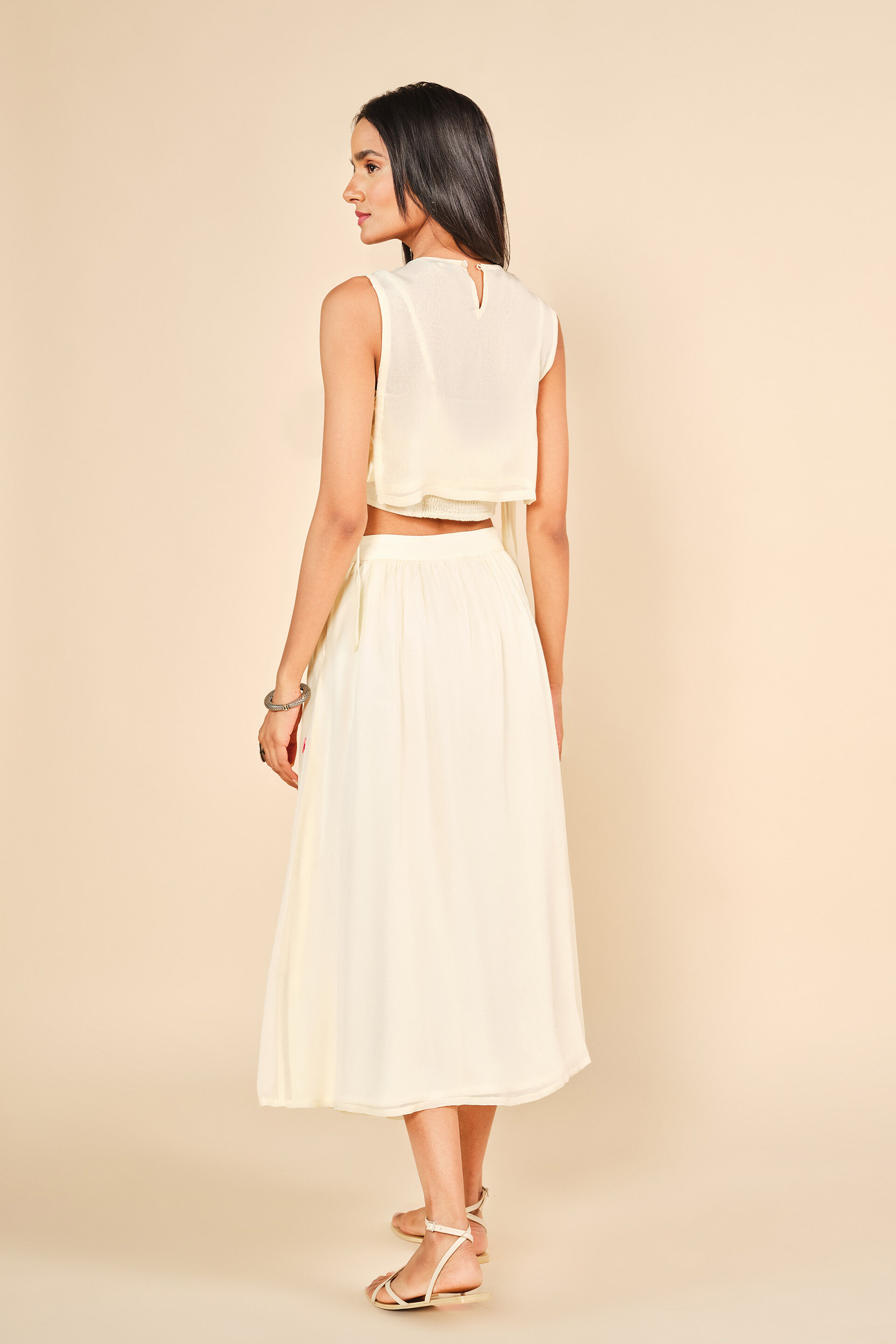 Khushnoor Skirt Set, Off White, image 6